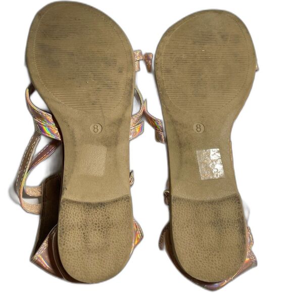 Luffymomo Pink iridescent feminine Women's Gladiator Strappy Sandals Size 8 - Picture 15 of 15